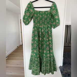 Summer Green and Cream Midi Dress